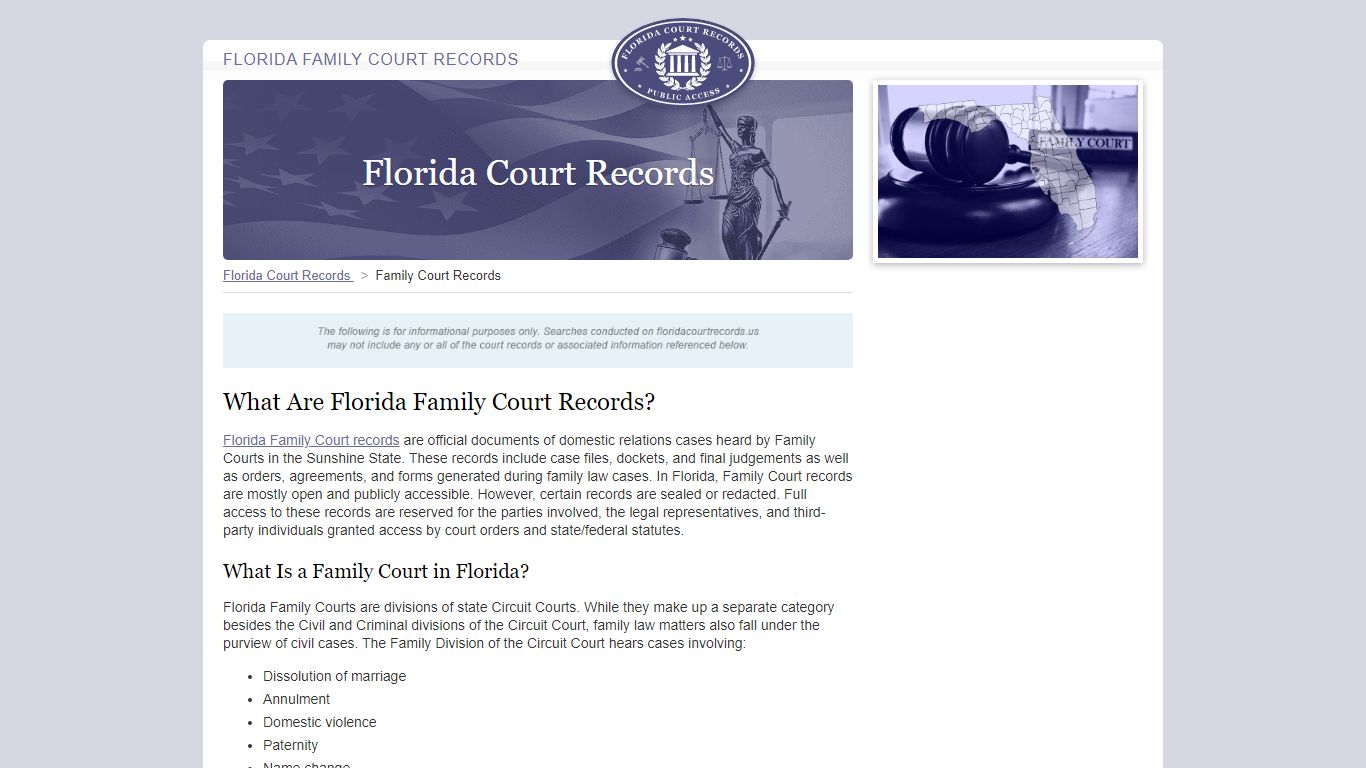 Florida Family Court Records | FloridaCourtRecords.us